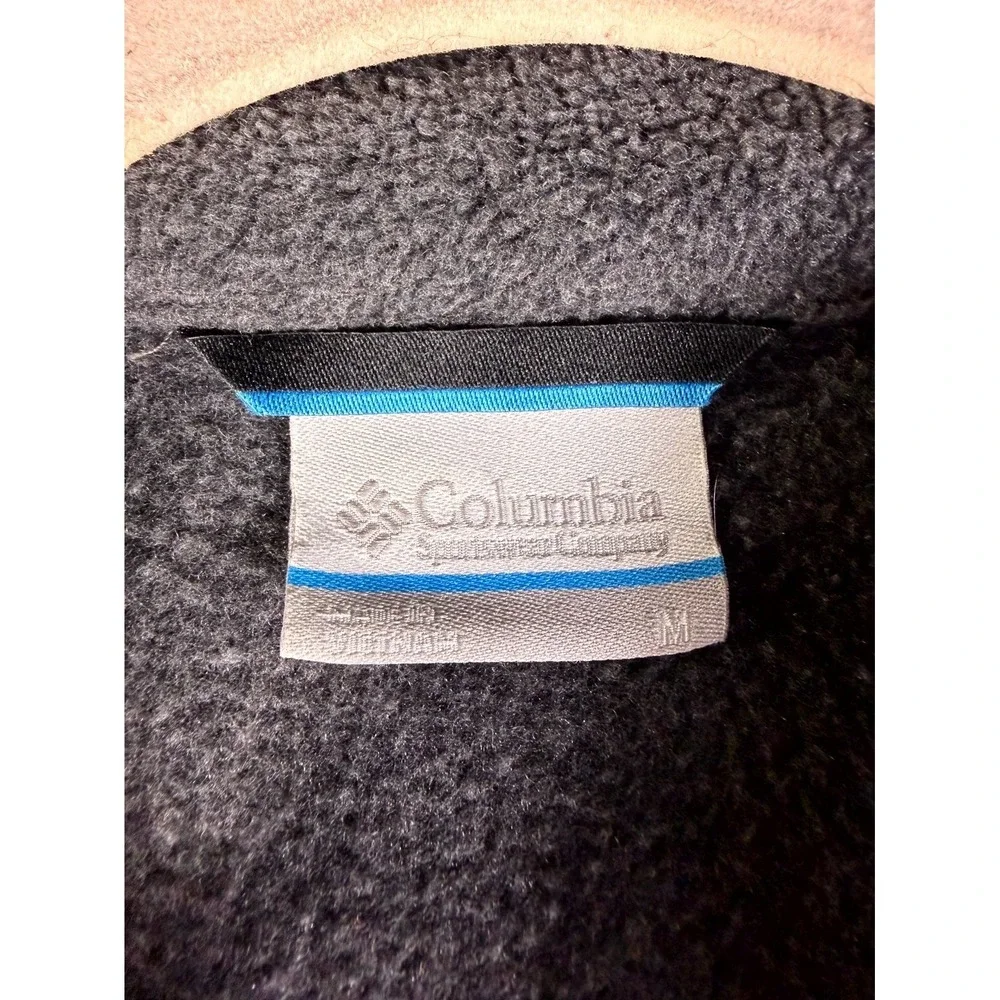 Columbia Fleece Jacket Mens Medium Gray KC Logo Toggle Hem Full Zip Outdoor